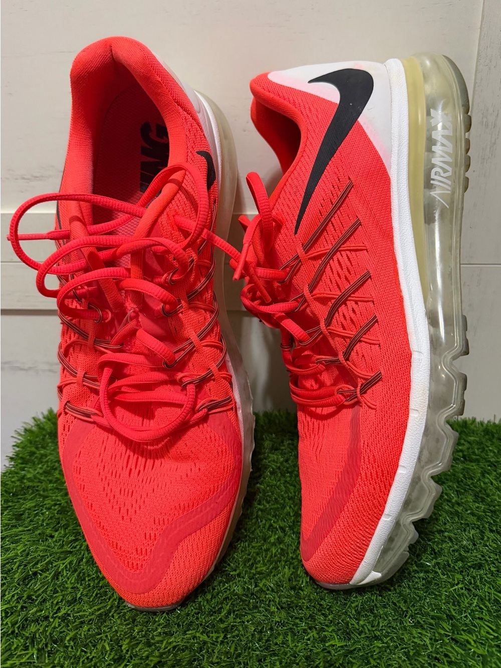 Nike Women's Air Max Coral Red Athletic Sneakers with Black Swoosh